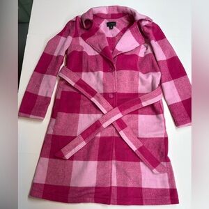 G by Giuliana Women's Black Label Plaid Trench Coat Pink Combo Size SP